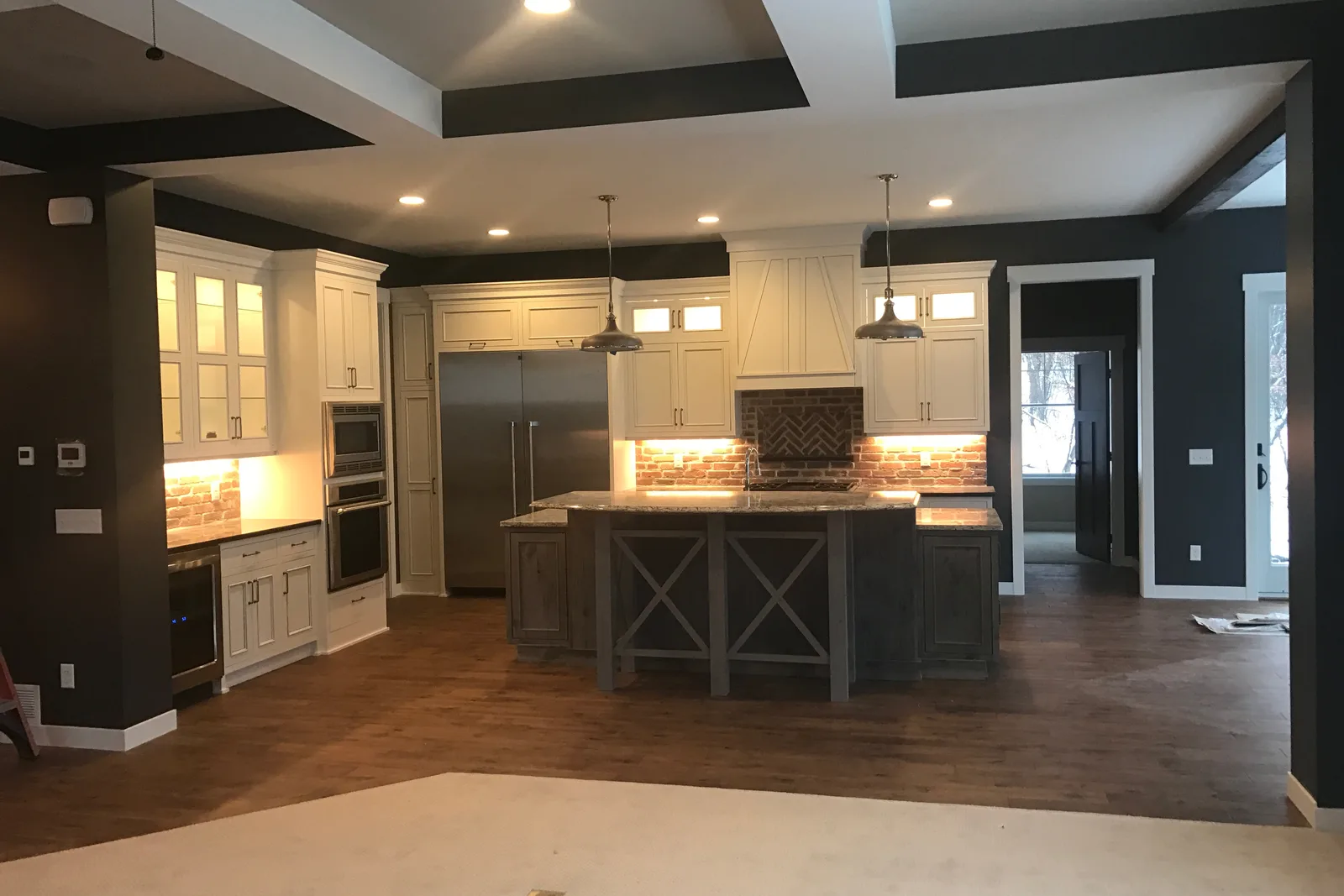 Finished kitchen and living-space remodel