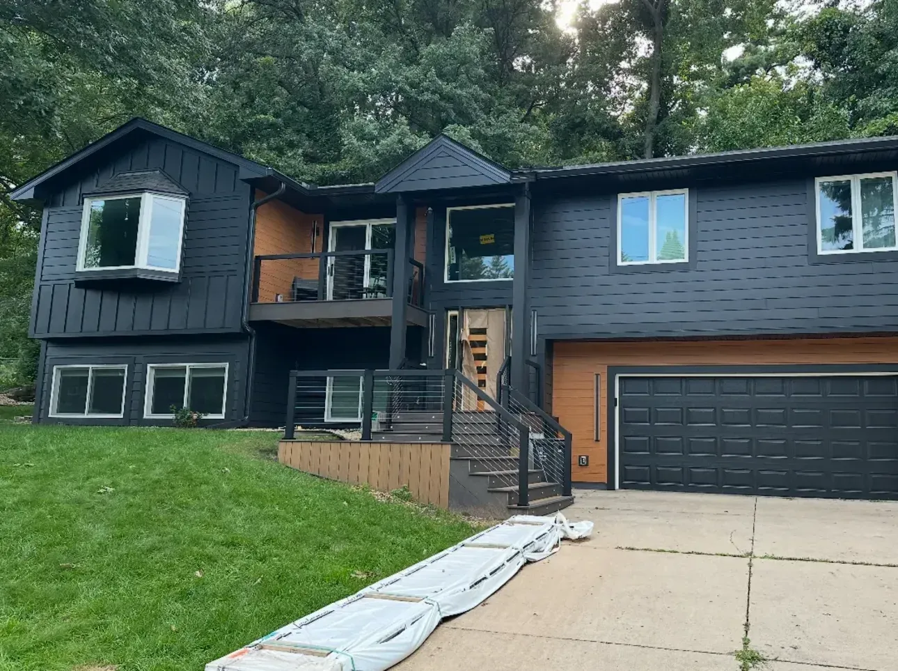 Dark Heritage exterior project with warm entry lighting