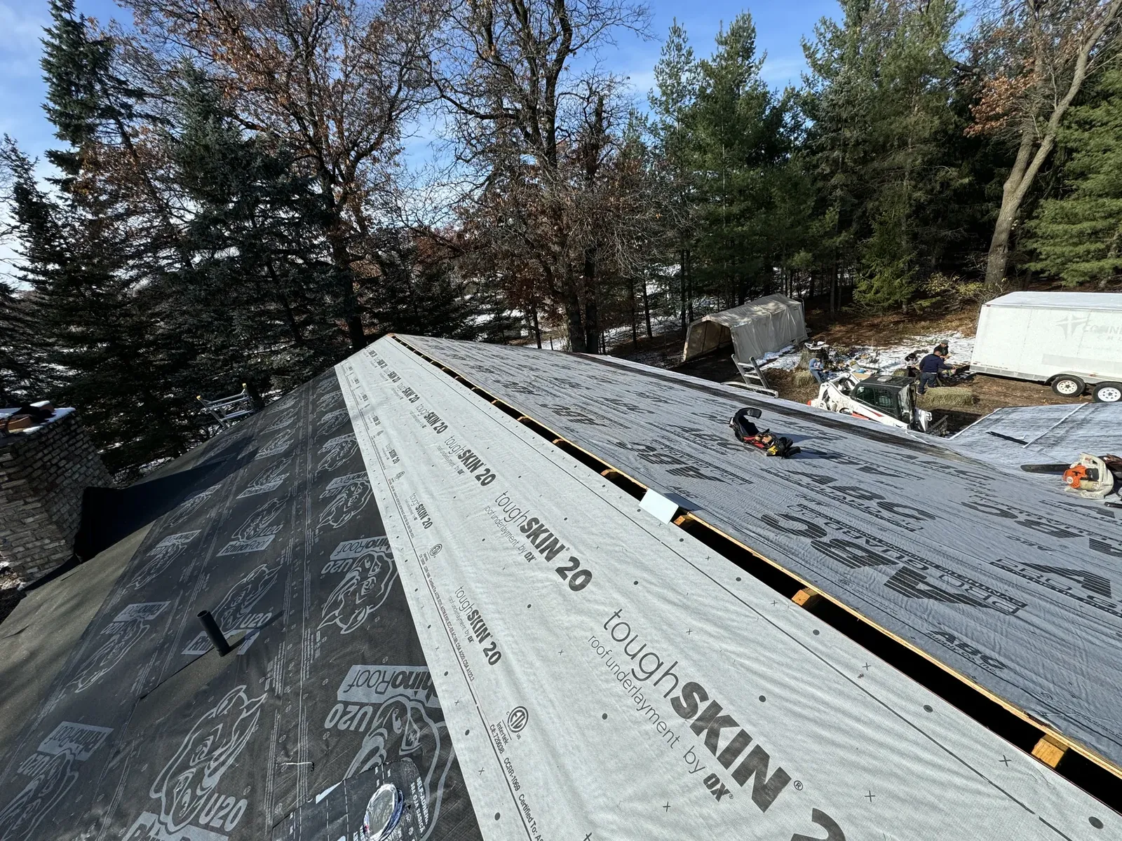 Roof deck prepared during replacement work